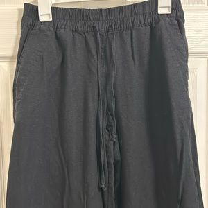 Black wide leg flowy linen pants